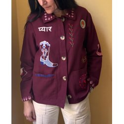 Sissel Edelbo MY jakke med broderi - Burgundy