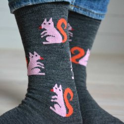 Cai uldstrmper i let og bld merino uld - squirrel