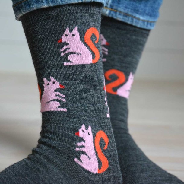Cai uldstrmper i let og bld merino uld - squirrel