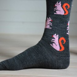 Cai uldstrmper i let og bld merino uld - squirrel