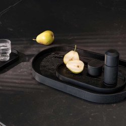 Ekta Wood Tray serveringsbakke big - sort egetr