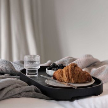 Ekta Wood Tray serveringsbakke big - sort egetr