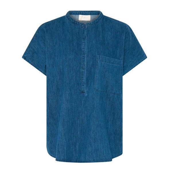 Frau Colombo ss denim top - medium blue denim