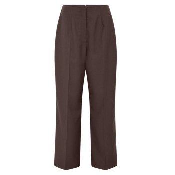 Frau Wuxi wide long wool pant - chocolate brown