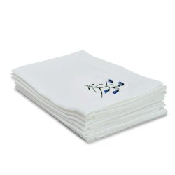 Flora servietter i flagdug 6 stk - broderede blomster 