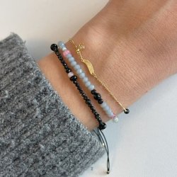 Stine A armbnd - Color Crush New York mix and grey ribbon