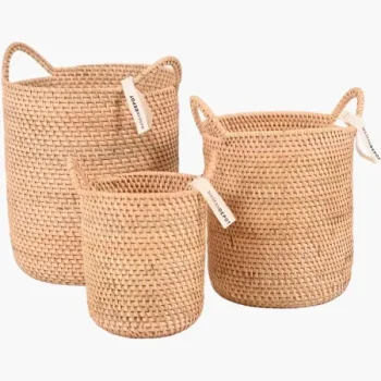 Kurv med hndtag - bambus