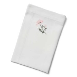 Flora servietter i flagdug 6 stk - broderede blomster 