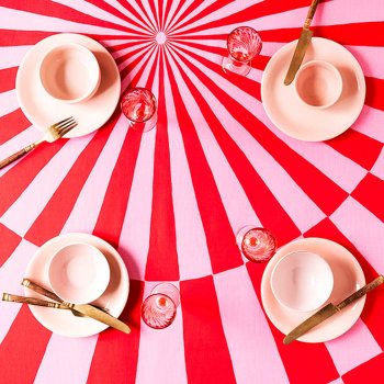 Cirkus dug i flagdug - rd/pink