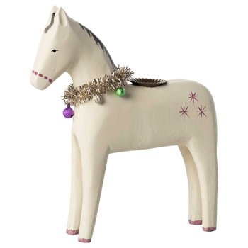 Maileg hest i tr med pynt - lysestage til kronelys
