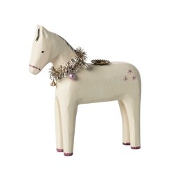 Maileg hest i tr med pynt - lysestage til juletrslys