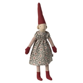 Maileg mini nisse strrelse 2 - pige i blomsterkjole - 31cm