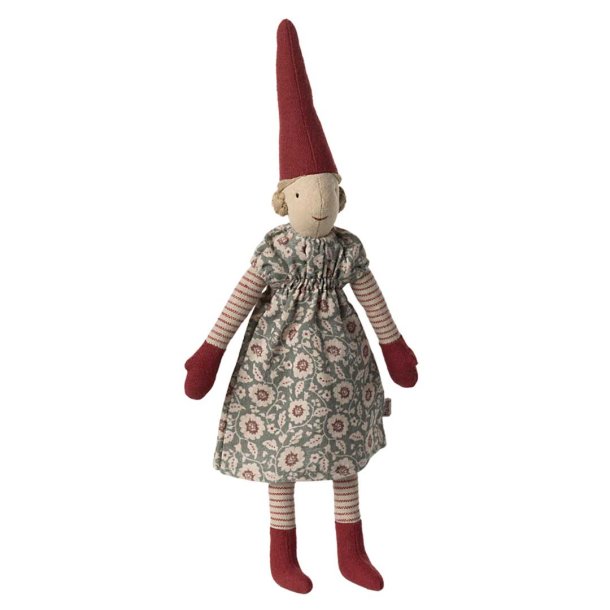 Maileg mini nisse pige i blomsterkjole - 31cm