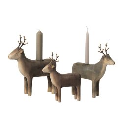 Maileg rensdyr i tr med metalgevir - lysestage til juletrslys