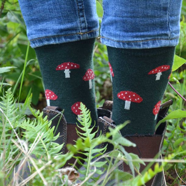 Cai uldstrmper i let og bld merino uld - autumn green