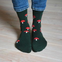 Cai uldstrmper i let og bld merino uld - autumn green