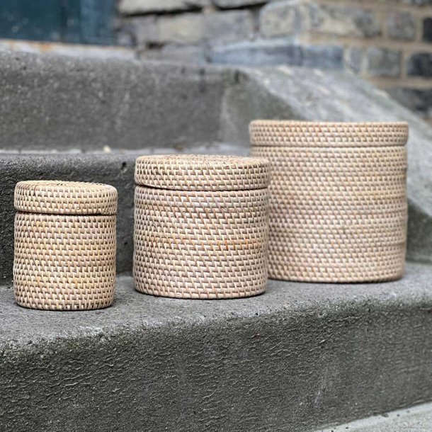 Kurv med lg i bambus - natur mini