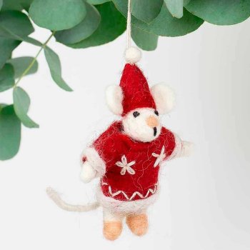 Mus i julesweater - hndlavet i uldfilt