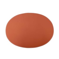 Dkkeserviet i lder oval - cognac med hvide syninger