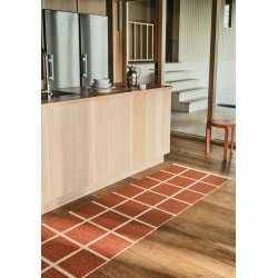 pappelina orange gulvtppe med firkanter