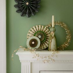 Bungalow krans med blade og perler 36 cm - Clio champagne