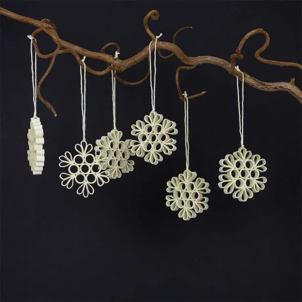 Julepynt i ske - 6 stk stjerne snefnug