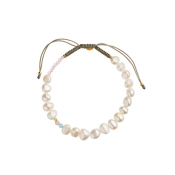 Stine A armbnd - Pearlie creame blue and pink stone
