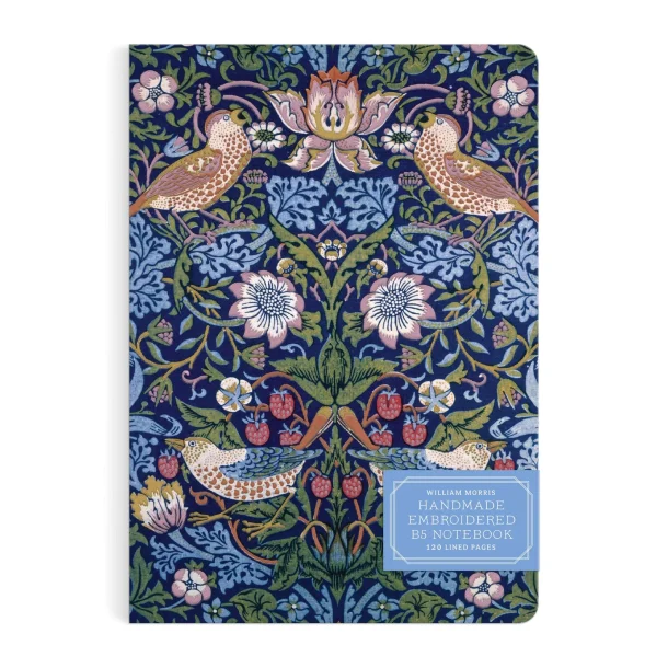 Notesbog Liberty broderet - William Morris Strawberry theif