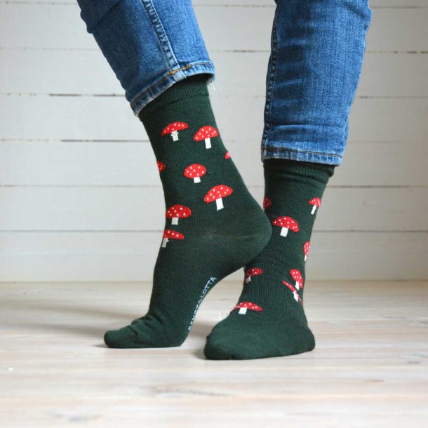 Cai uldstrmper i let og bld merino uld - autumn green