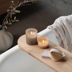 Uyuni LED stearinlys i glasstage medium - sandstone