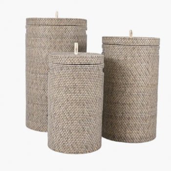 Vasketjskurv i bambus og plast - silver grey