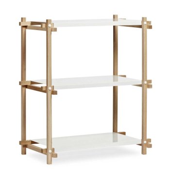 HAY Woody Shelving almond white steel shelves/oak frame 2.0-Column Low - UDSTILLINGSMODEL